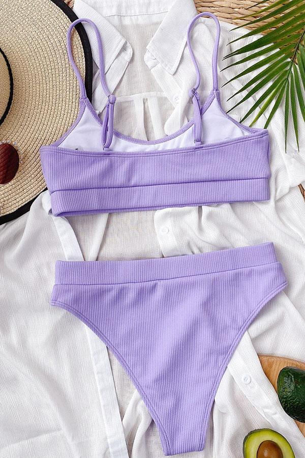 Jobatua.com Exclusive: U Neck Rib-Knit Purple Tankini - Effortless Style & Comfort