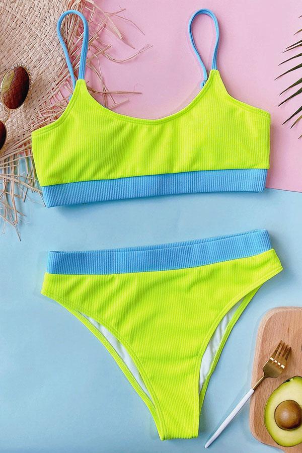 Jobatua.com Exclusive: U Neck Rib-Knit Purple Tankini - Effortless Style & Comfort