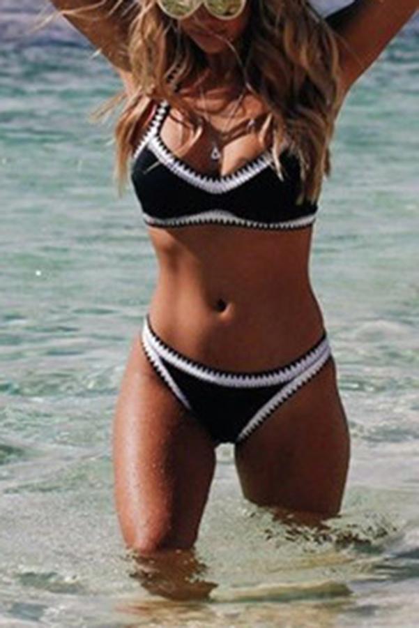 Jobatua.com Embroidered Trim All-match Bikini