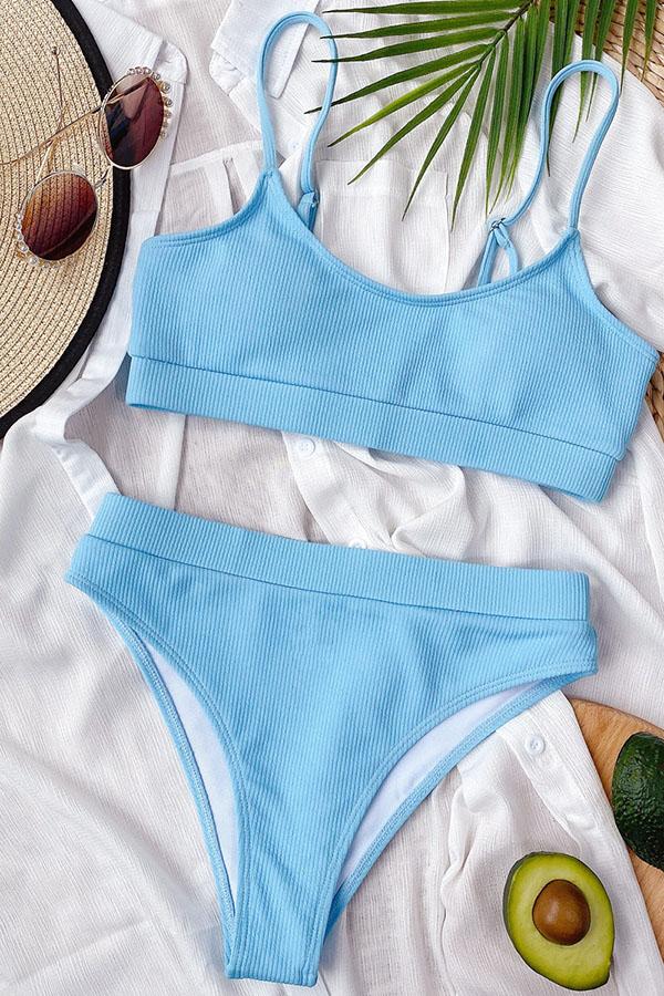Jobatua.com Exclusive: U Neck Rib-Knit Purple Tankini - Effortless Style & Comfort