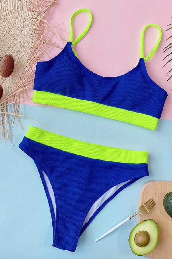 Jobatua.com Exclusive: U Neck Rib-Knit Purple Tankini - Effortless Style & Comfort