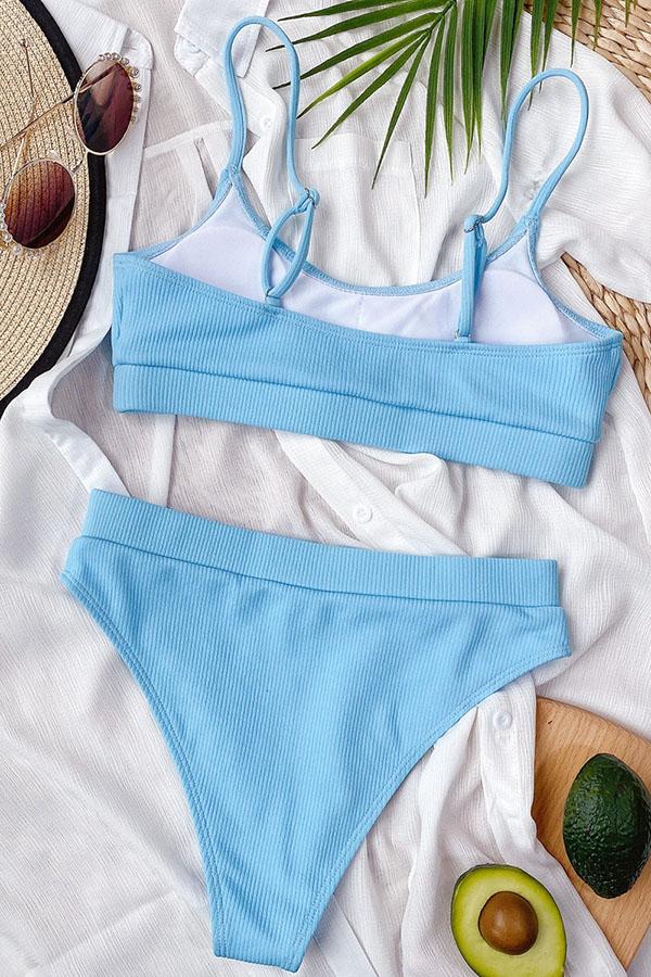 Jobatua.com Exclusive: U Neck Rib-Knit Purple Tankini - Effortless Style & Comfort
